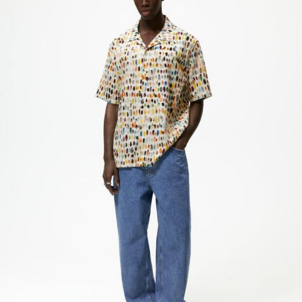 Zara Shirt - Men's Abstract Dots - Size Small - 100% Cotton - Button Down